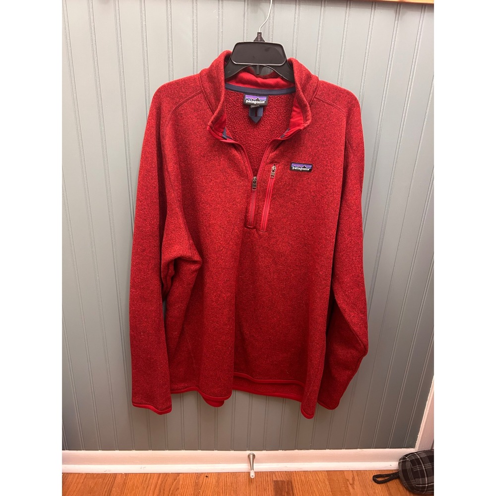 Patagonia Better Sweater 1/4 Zip Pullover Red Heather Fleece Mens XXL